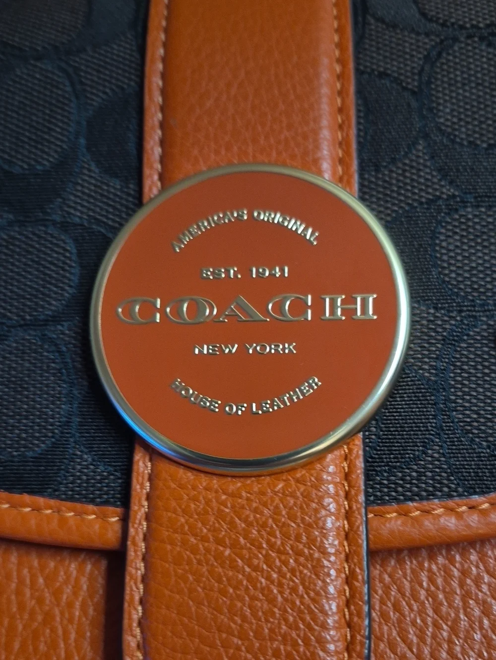 Coach Signature Canvas Lonnie Crossbody Bag in Brown and Orange